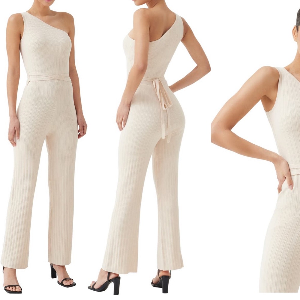 4th & Reckless Carlie One-Shoulder Rib Knit Jumpsuit